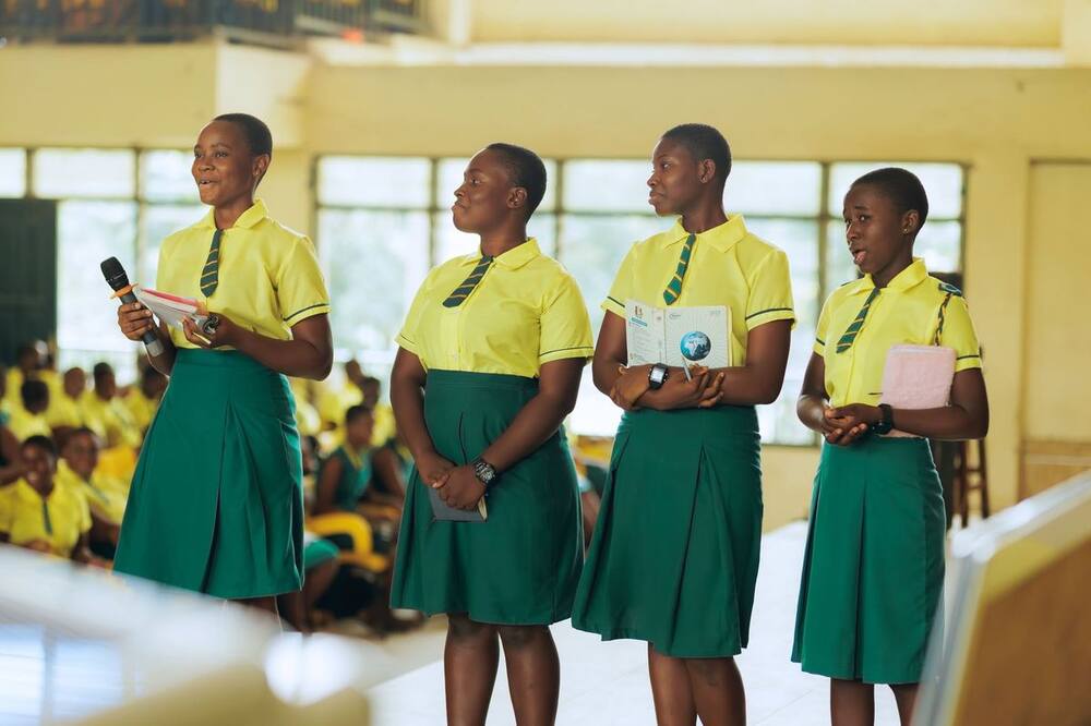 Wesley Girls High School students speaking at a Y2L session